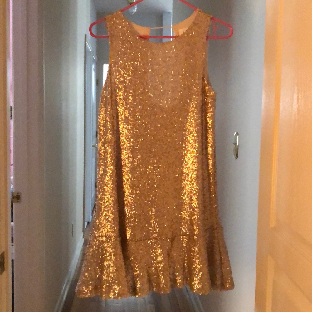 Lost + Wander Gold Sequin Mini Dress